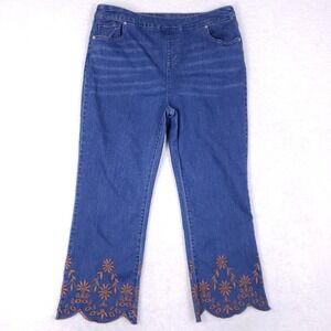 Pioneer Woman Embroidered Scalloped Hem Jeans L Blue
